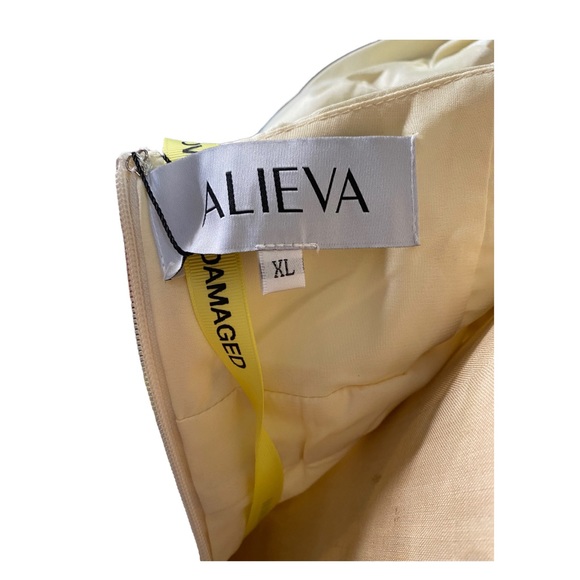 ALIEVA TIFFANY DUPIONI PUFF SLEEVE MAXI DRESS (BEIGE) - Picture 11 of 11